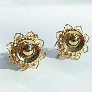 Vintage Clip On Earrings Clip Ons Golden Earrings - image 1